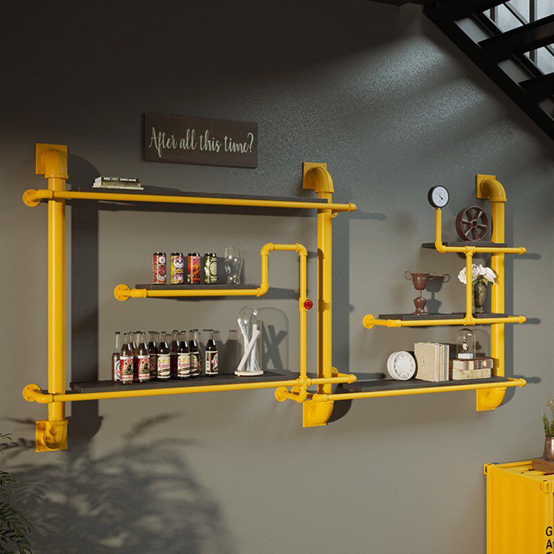 北欧墙上置物架铁艺创意电视墙装饰架工业风壁挂书架子隔板收纳架