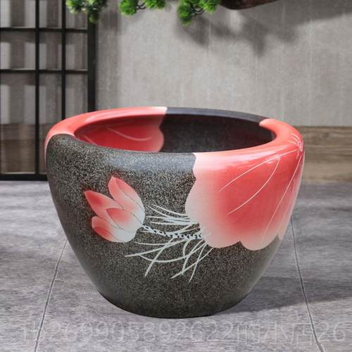 正品陶瓷鱼缸古法态养鱼缸台小水池庭院老生式阳花大水缸大号睡莲