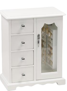 正品白色饰日韩木制多项抽首盒收盒纳饰品耳饰耳环链发饰戒指木盒