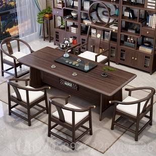 正品 205端2乌金木茶高桌椅组合全实家木茶台烧水壶一体用办公茶桌