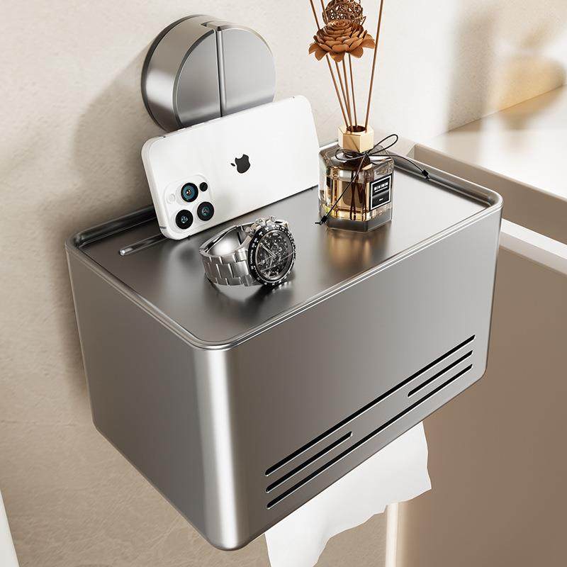 吸盘纸巾盒卫生间抽纸壁挂免打孔浴室厕所厕纸盒卷纸卫生纸置物架