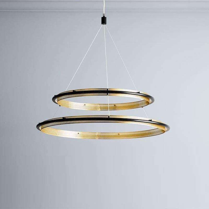 后现代简约客厅灯极简别墅led铝材网吊灯大气艺术圆圈餐厅卧室灯