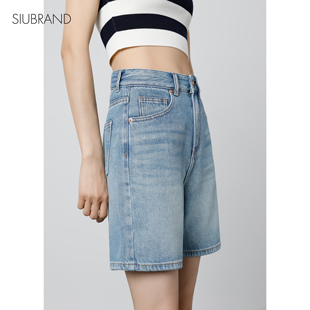 宽松显瘦洋气休闲直筒中裤 牛仔五分裤 高腰短裤 薄款 小个子潮 女夏季