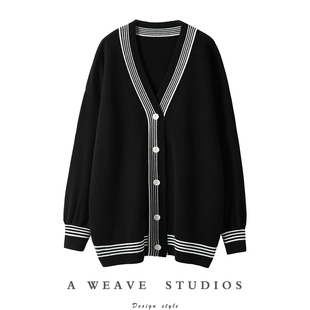 纯羊绒毛衣针织外套秋冬新款 女中长款 学院风V领羊绒开衫 期待已久