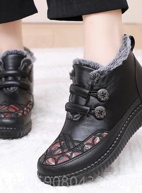 高档厚季妈妈鞋老北京布鞋女棉鞋加绒加保暖奶鞋冬防奶滑老年人雪