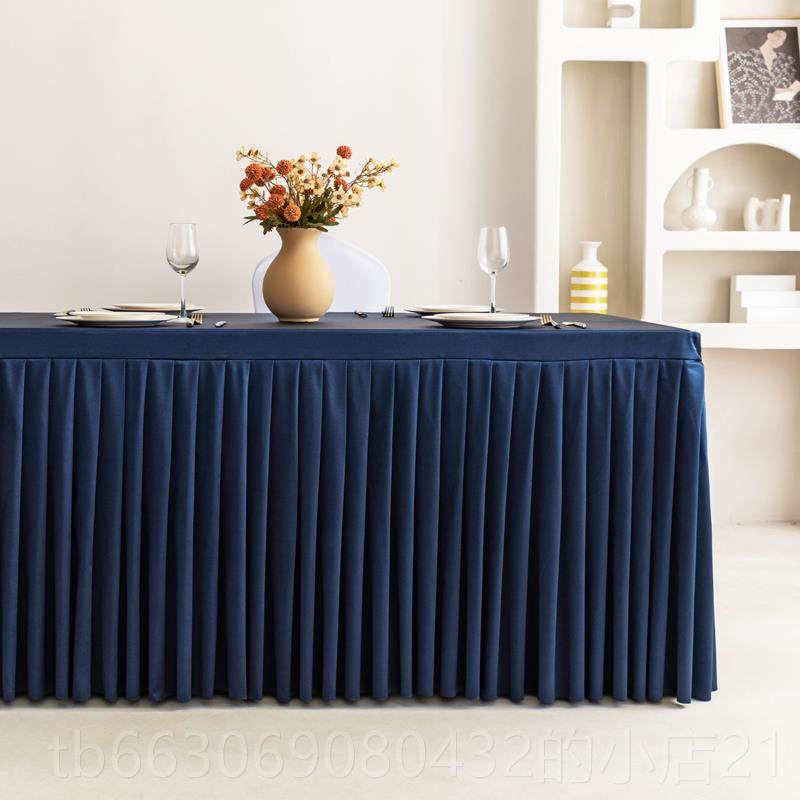 新款桌制会议室桌布酒店长方形餐布布艺桌商定务展会签到长条桌裙