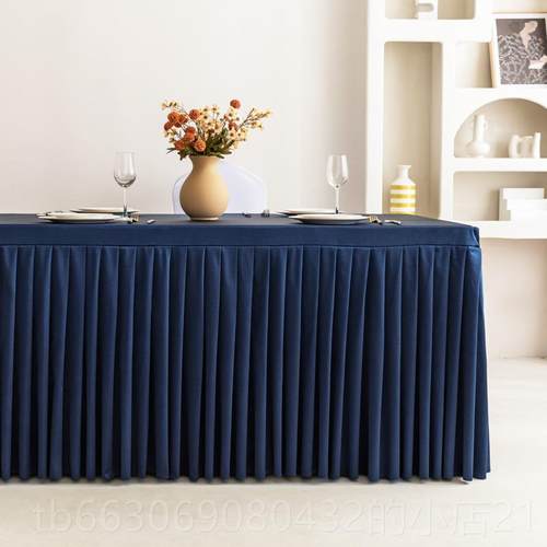 新款桌制会议室桌布酒店长方形餐布布艺桌商定务展会签到长条桌裙