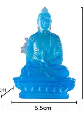 新款纯手工中式琉璃师佛桌面药摆件 礼盒装c8-30cm多m尺寸可选