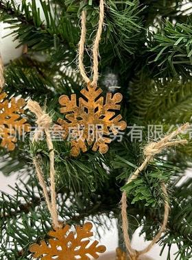 圣诞树生锈锈色雪花片金属挂饰自然生锈铁艺雪花挂件圣诞饰品配件