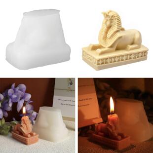 diy蜡烛模具狮身人面像蜡烛硅胶模具镜面狮子雕像蜡烛模具