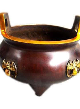 铜香炉摆件大号熏香檀香线香紫铜大明宣德铜器金属工艺品