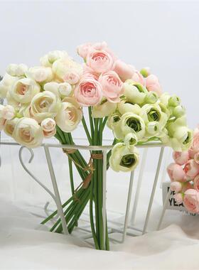 小清新仿真露莲花束家居桌花装饰摆件绢花婚庆假花新娘手捧花