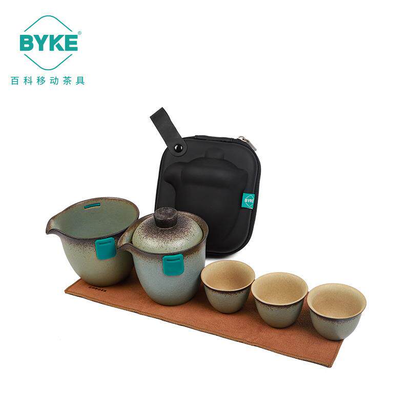 百科BYKE水手户外露营旅行出差茶具整套装简约便携快客杯陶瓷防烫