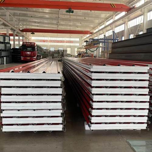 970型50厚彩钢岩棉板 泡沫岩棉夹芯板 墙面铝箔单面彩钢复合板