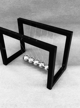 篱笆款撞球家居装饰办公摆件学生科教物理平衡牛顿摆球亚克力黑色