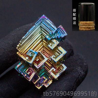 新款铋石晶体品金属铋结晶学元素收化藏矿石标本原创意礼物全新饰