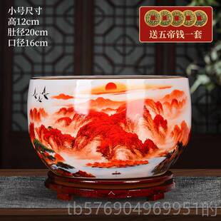 客厅乔迁聚新盆 业开招财新中式 新款 宝摆件景德镇陶瓷器鸿运当头