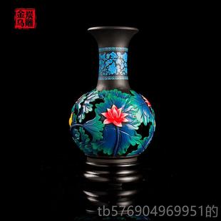 新款 金乌品炭镂空荷花瓶活性炭雕家居饰工艺品礼创意客厅花瓶雕摆