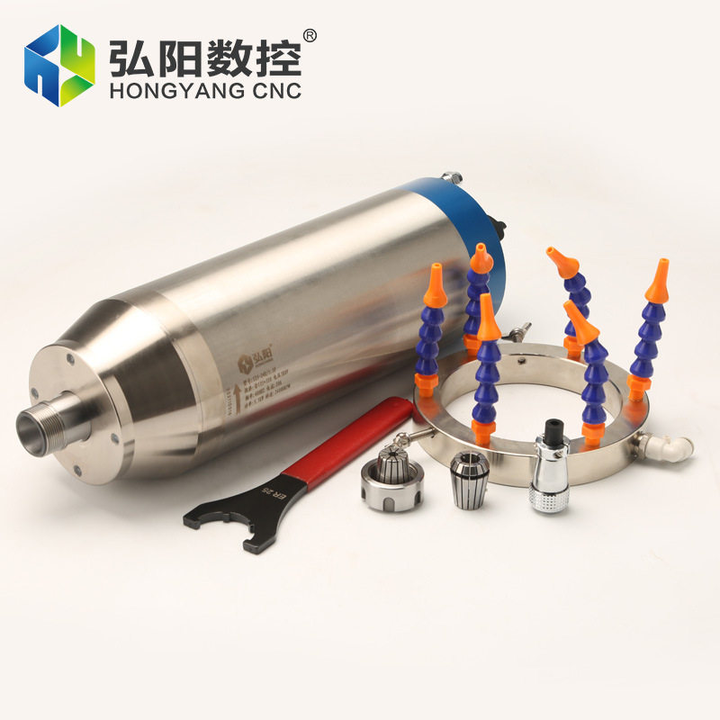 弘阳雕刻机主轴电机水冷5.5KW发光字木工浮雕工艺品石材雕花配件图片