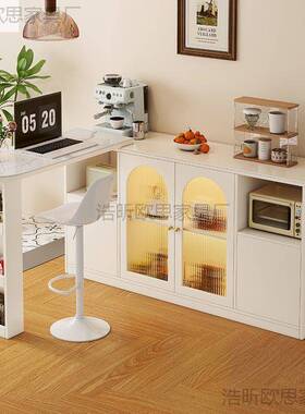 家用餐厅风岩板旋转31576拉伸吧台餐桌桌奶油实木餐边柜户型餐桌