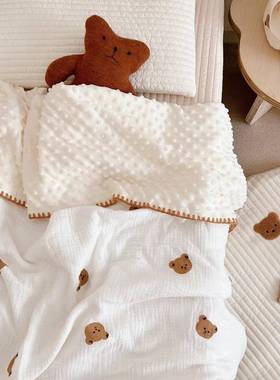 婴幼儿纯棉层纱布豆豆豆毯绒安抚盖儿童午睡小双盖被宝宝98709豆