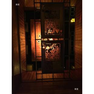 复古屏风隔断装 个RZL性创意牌 饰美铁艺餐厅业饭店酒吧空镂工风式