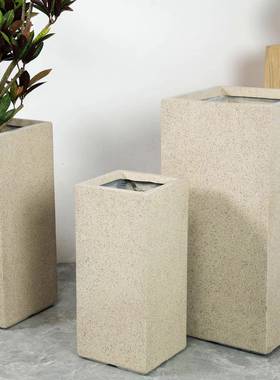 仿大水泥花箱户正方形号口镁泥花盆简QM88016-约绿植盆栽奶油外庭