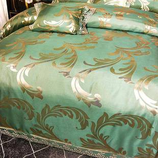 欧贡缎提花套四件套式 三件套1.80m2.m床婚thdsj679庆蕾丝花边被单