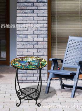 欧花式012架创意小鸟蝴蝶圆形置物铁艺花桌架室内外阳台花园盆架