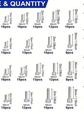 装螺母丝118pcs970304不锈钢内六角螺丝0螺套装组合螺盒丝钉temu