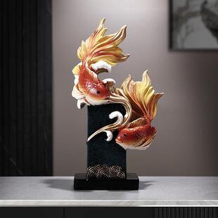 年有年鱼摆国品潮鱼酒柜纪念抽象客厅玄关件简AL100924约装饰新中