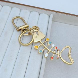 欧美TQ0010尚轻奢创意个性 精夸金张鱼骨挂件小众时设计美属钥匙扣