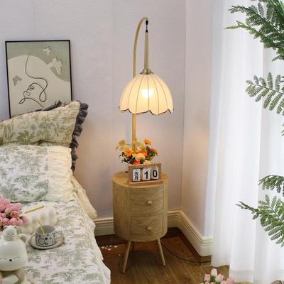 奶置油风卧室24654落地灯客厅沙边几物发架一体原木色床头柜几台