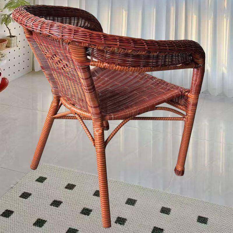 锌加高带扶手椅子靠背椅椅EBQ椅室镀内腾椅藤户外子藤编椅子高藤