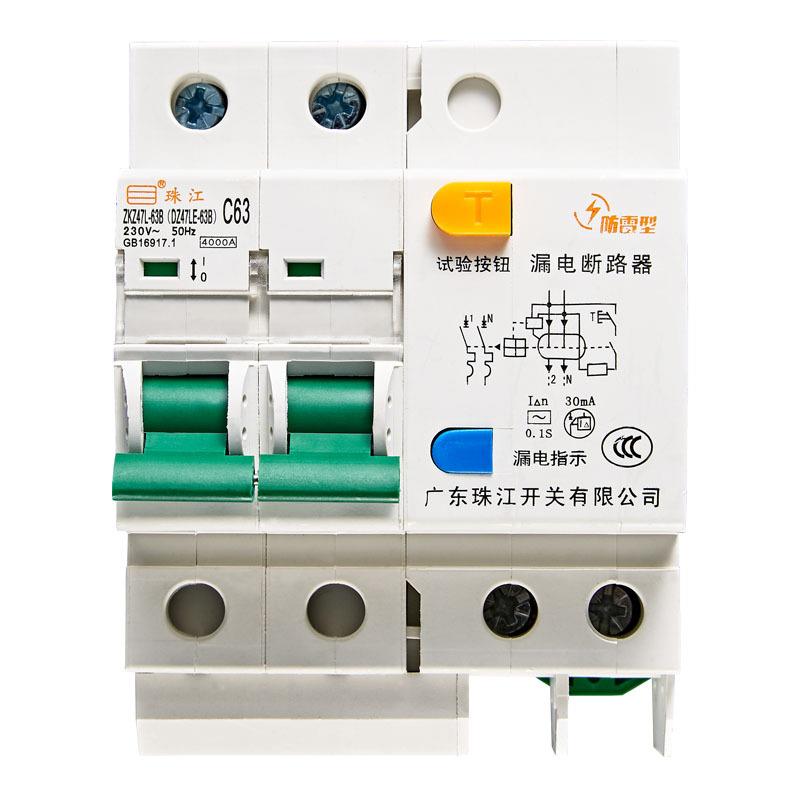 广东珠江开关防型漏电保护器空断路器DZ47LE2P16555雷气/32/63A
