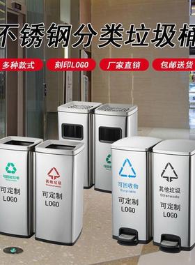 脚踏不锈钢垃分类盖踩圾桶7jDf5vtD酒店客厅商场室内商用脚带大容