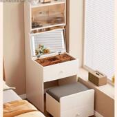 翻新中式 271盖妆镜床可储物收 梳妆台窄高柜实木头化妆柜置物柜款