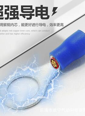 国标991紫铜圆形预端子RV1.252/3.5绝/5.5-3.2/4/缘5//6/8/10/12