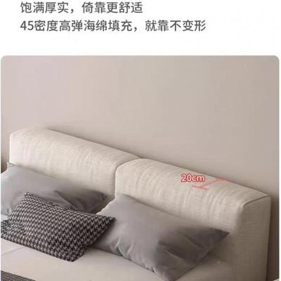 矮床头床棉麻布人艺床双户床小型婚床床1.5PMG米次卧1.8米主卧白