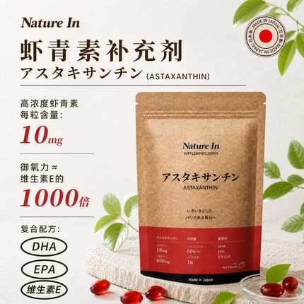NatureIn 高浓度虾青素胶囊 60粒/袋 含DHA+EPA+VE 御氧焕亮