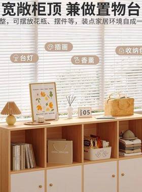 子储物架15055家用靠墙一体纳柜斗柜带收门防尘格书架客厅落地置