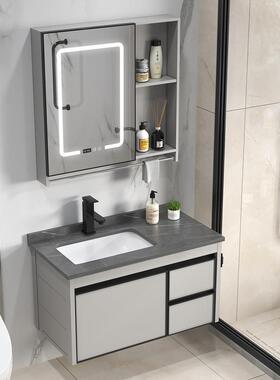 简太空瓷铝屉浴室柜组合岩板陶一53695体盆卫抽生间镜洗手洗漱台