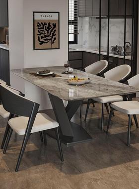 意式极简亮20705光超晶晶石餐桌方家用小户型高端微奢石石长形吃
