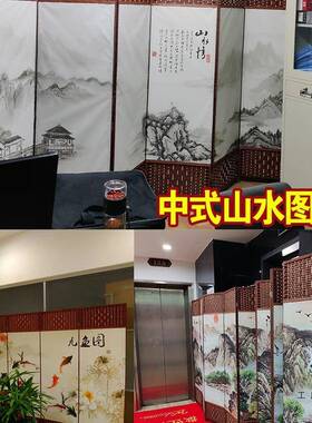 简易屏风隔断墙折屏遮简约动现代叠移58904布艺挡折玄关中式风挡