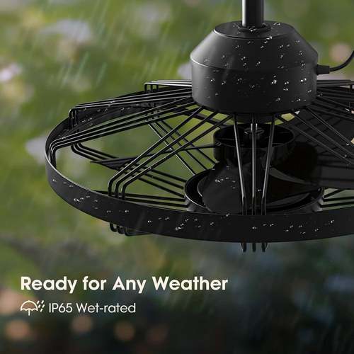 墅庭院防AAR雨防腐风扇灯别直工业风外户防水风扇灯阳台吊销灯