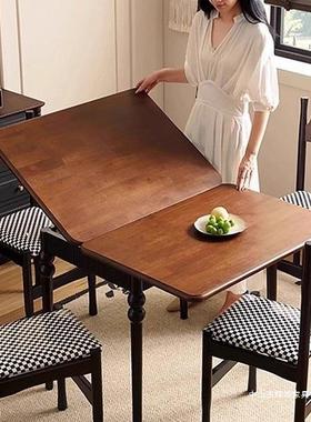餐桌椅组合中餐台风用可变方桌吃饭ZWA桌法式家复古可古折叠长方