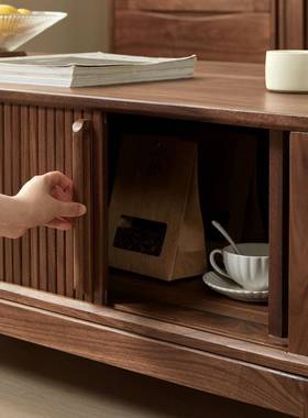 中古风北黑胡实66118桃木木电视客厅简约美复古推拉门斗柜储柜物