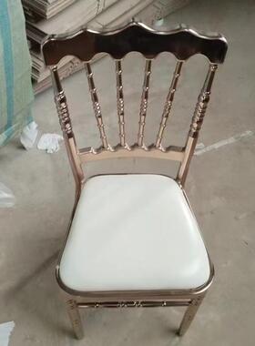 酒店礼会椅子坪饭宴店竹节结婚婚拿破AMH仑白色靠背椅金色户外婚