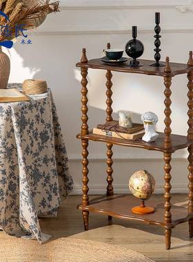 实木侧边几轻奢发简多层角几易茶几客厅小沙桌子侧边柜88807多层