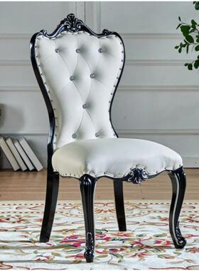 欧式靠背椅妆餐椅现简美甲凳子化约椅家用餐DIZ厅实木白色吃饭代